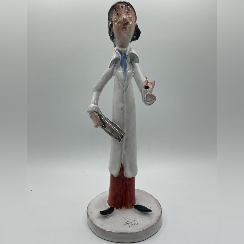 VTG Ceramiche: Porcelain Dentist Sculpture Signed by Italian Artist Cesare Poli